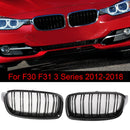 Glanssvart nyregitter foran passer til BMW 3-serie F30 F35 2012-2017 doble lameller