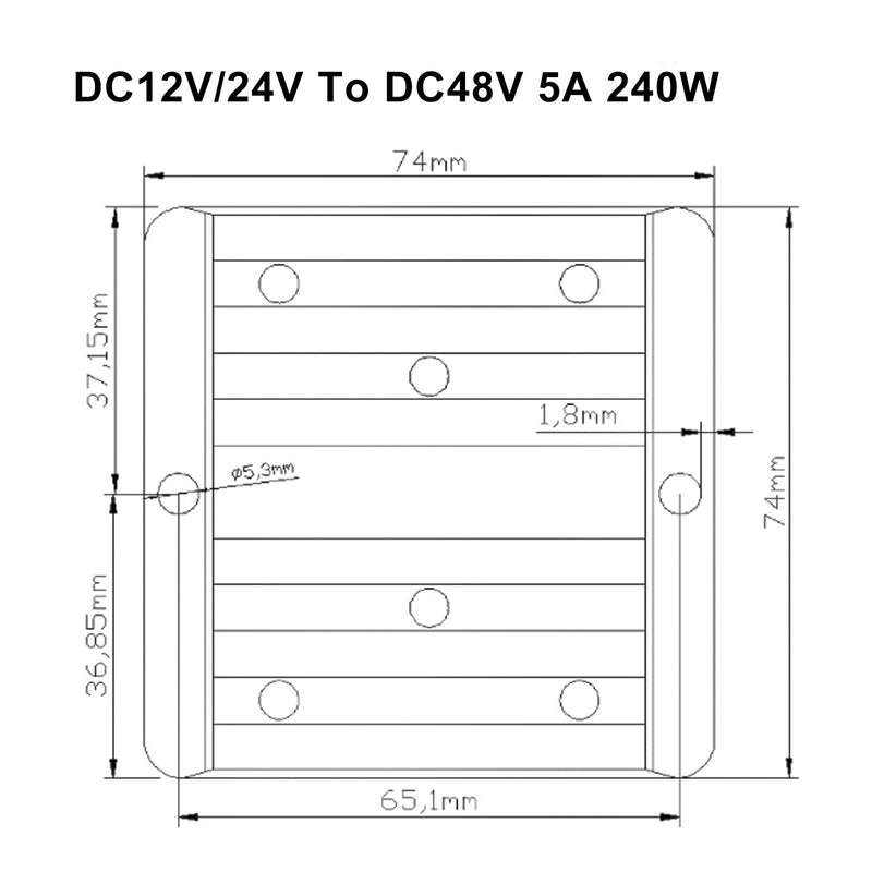 DC-DC 12/24V-48V 5A 240W Step Up Adapter konwertera zasilania samochodu Wodoodporny