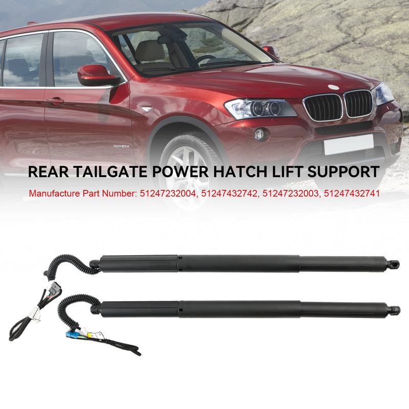 2 kpl Takaluukun vasen ja oikea sähkötoimiset tuet kaasu 51247232003 Asenna BMW X3 F25.