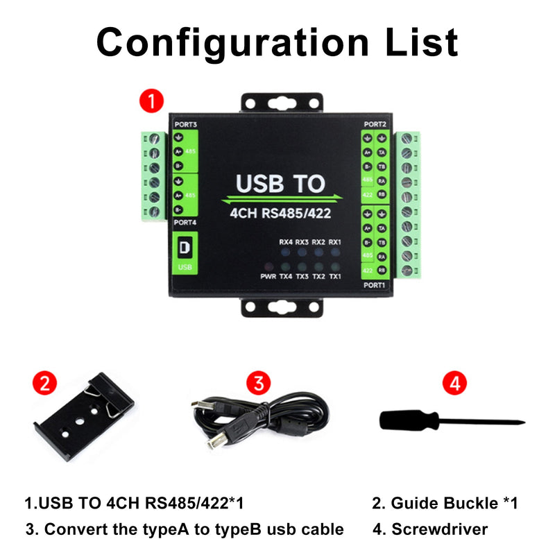 Módulo adaptador convertidor aislado industrial USB a RS422 RS485