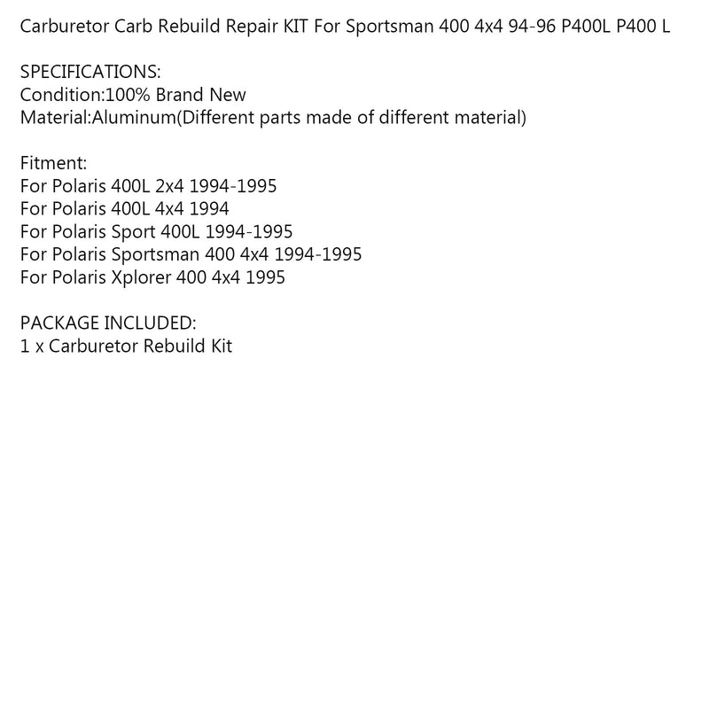 Förgasare reparationssats för Polaris Sportsman 400 P400L P400 L 4x4 94-95 Generic