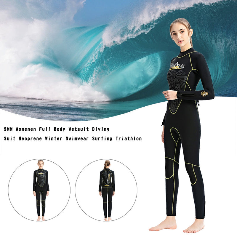 5mm Dame våtdrakt Surfing Dykkerdrakt Full Body Snorkeling Triathlon