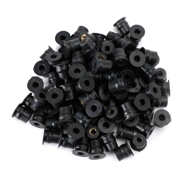 M6 Rubber Wellnuts Wellnuts för kåpa och skärmfixering 100 st - 13 mm hål