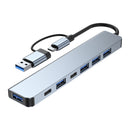 USB + Typ C Duální rozhraní 7 v 1 USB C Hub Adaptér Dock USB3.0+USB 2.0*2+SD+TF