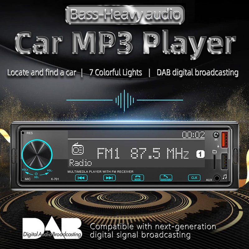 Tela sensível ao toque 2.5D 1DIN Bluetooth estéreo rádio FM carro MP3 player com DAB