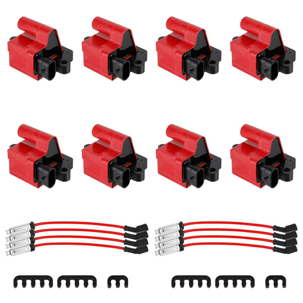 8x D581 quadratische Zündspulen Ultra High &amp; Zündkerzenkabel 3859078 für GMC