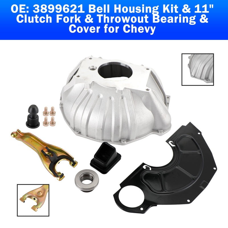 3899621 Kit de carcasa de campana y horquilla de embrague de 11" y cojinete de liberación y cubierta para Chevrolet Fedex Express