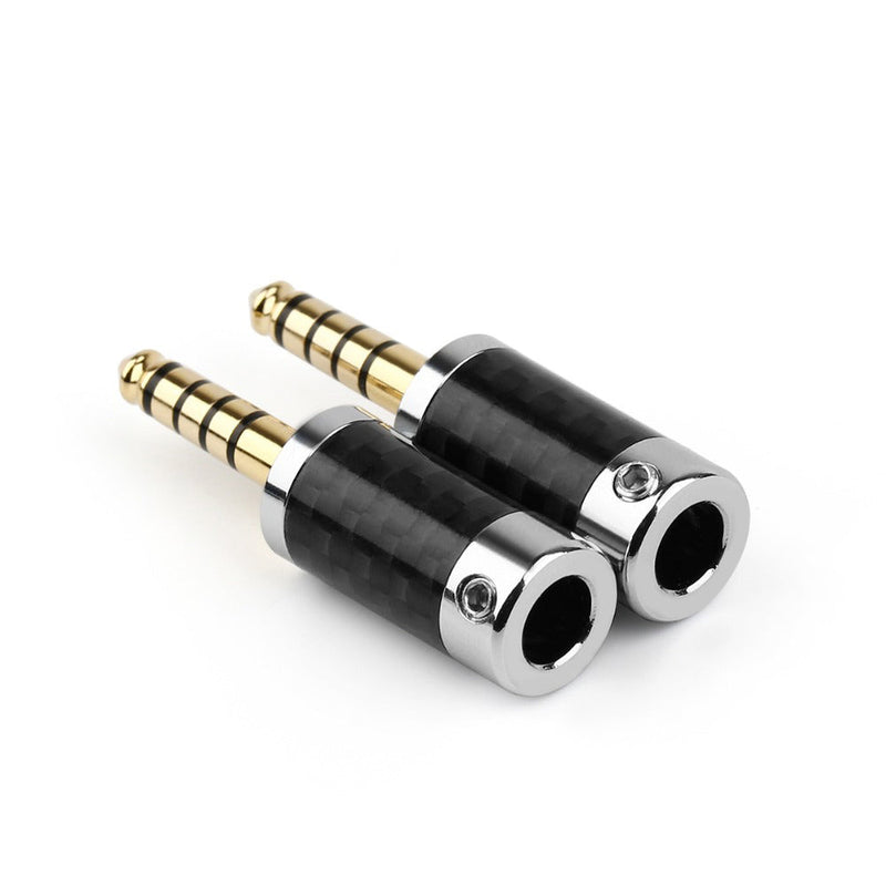1 peça 4,4 mm 5 pinos estéreo de fibra de carbono plugue de fone de ouvido pinos conector de fio preto