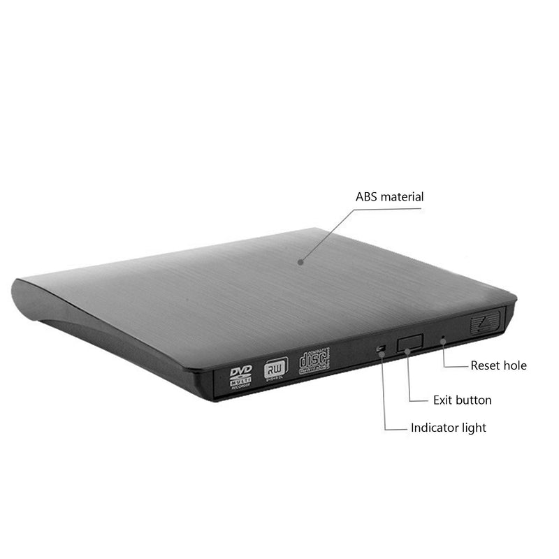 Ekstern CD/DVD-stasjon USB 3.0 Disc Player Slim Burner Writer for bærbar PC Mac