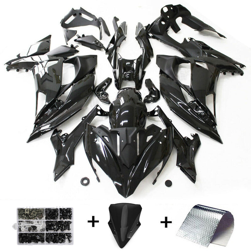 Spritzguss-Verkleidungsset aus Kunststoff, passend für Kawasaki Ninja 650 EX650 2017–2019, glänzendes Schwarz, generisch