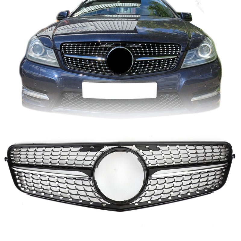 Grillgrill i sort krom som passer til Mercedes-Benz W204 C200 C300 08-14