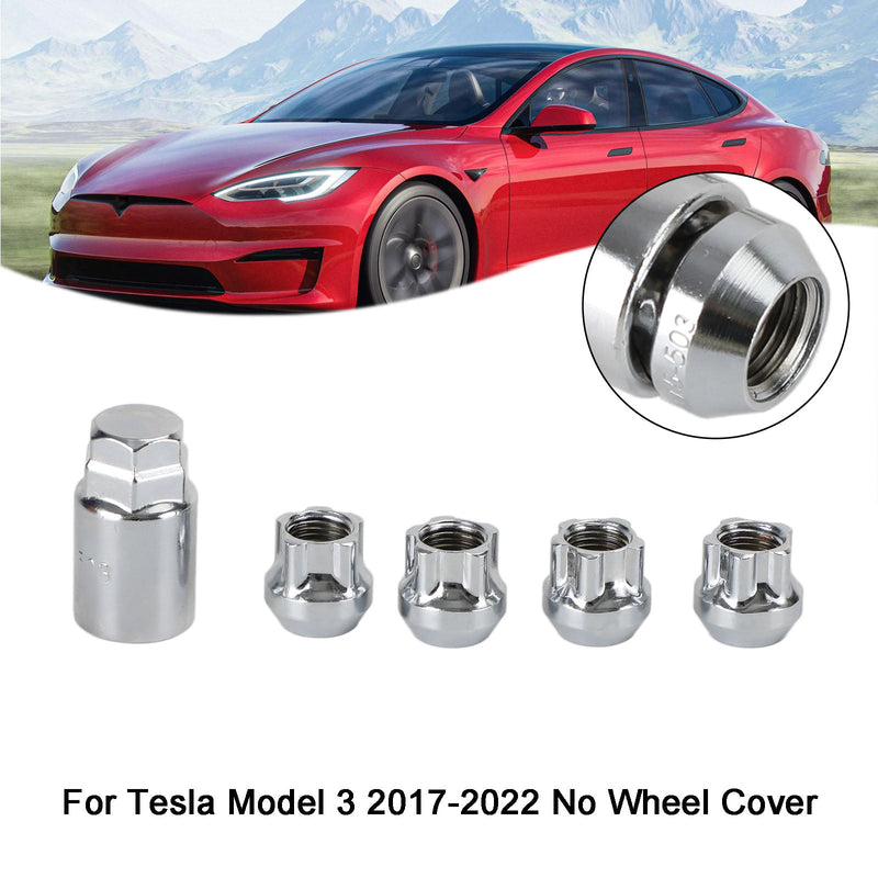 Tesla Modell S/3/X/Y Ganzjährig Chrom M14×1.5 4 STÜCKE Radsicherung Radmutter