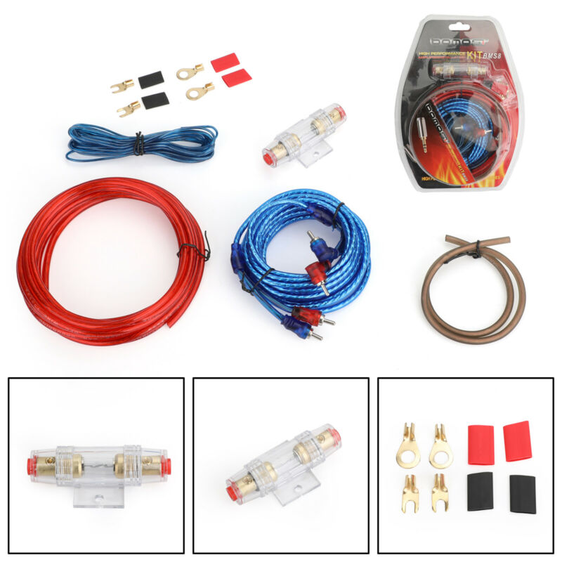 Amplificador automotivo com fio RCA FUSE Fiação 1500 W Amp 10 GAUGE Kit de fiação de áudio Cabo