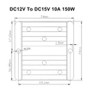 DC-DC 12V-15V 10A 150W Step Up Car Power Supply Converter Regulator Vandtæt