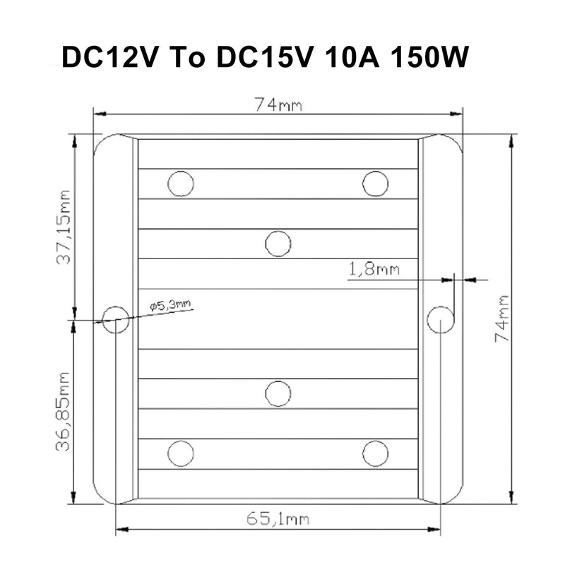 DC-DC 12V-15V 10A 150W Step Up Car Power Adapter Converter Regulador à prova d'água