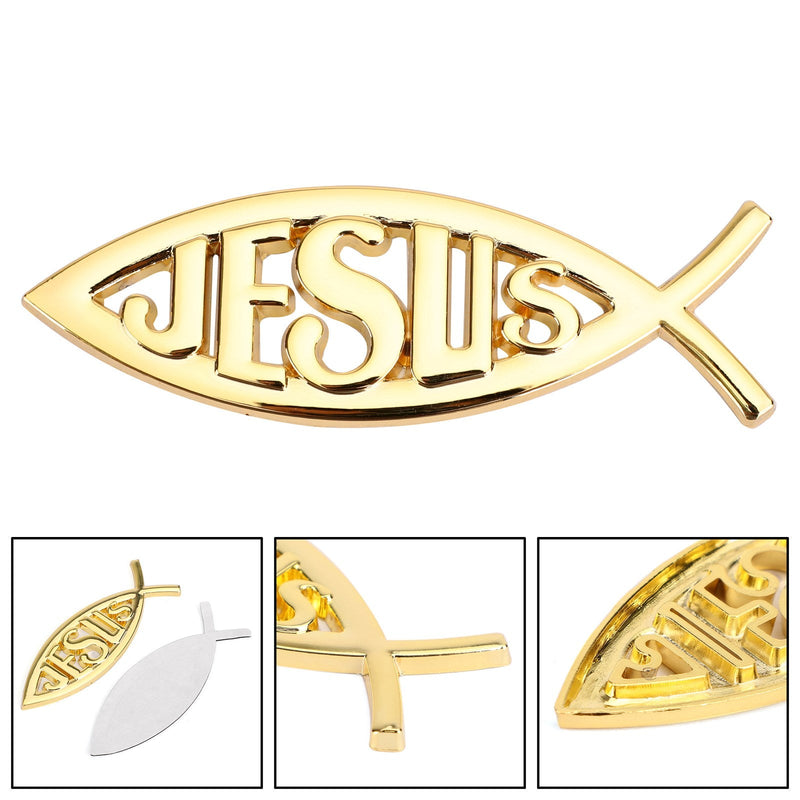 3D Auto Aufkleber Emblem Aufkleber Religiöser Gott für Jesus Christliches Fischsymbol Silber