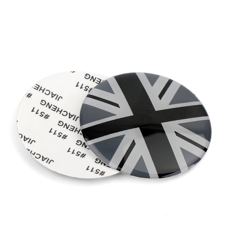 Black Union Jack UK Flag Wheel Hub Cap Emblem Badge Sticker for Mini Cooper Generic