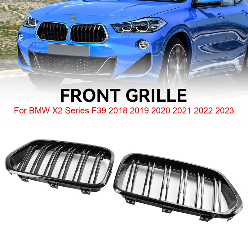 BMW X2 Series F39 2018-2023 Kiiltävä musta etupuskurin säleikkö