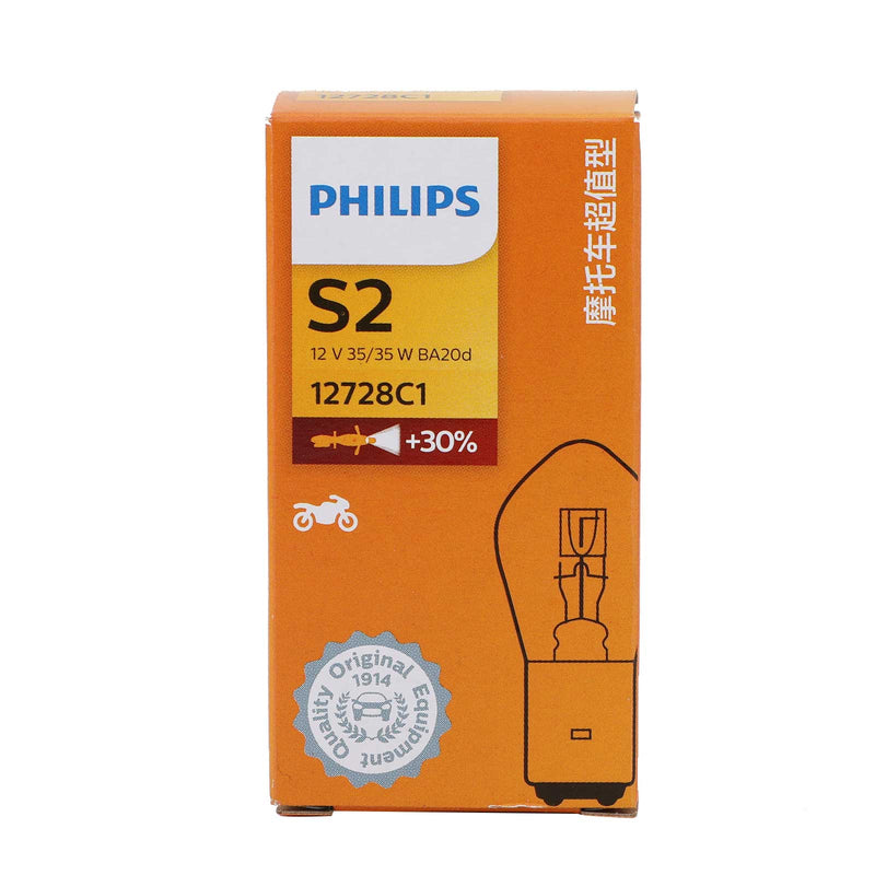 Para lâmpadas Philips 12728 Premium Vision S2 35/35W BA20D +30% motocicleta Phare