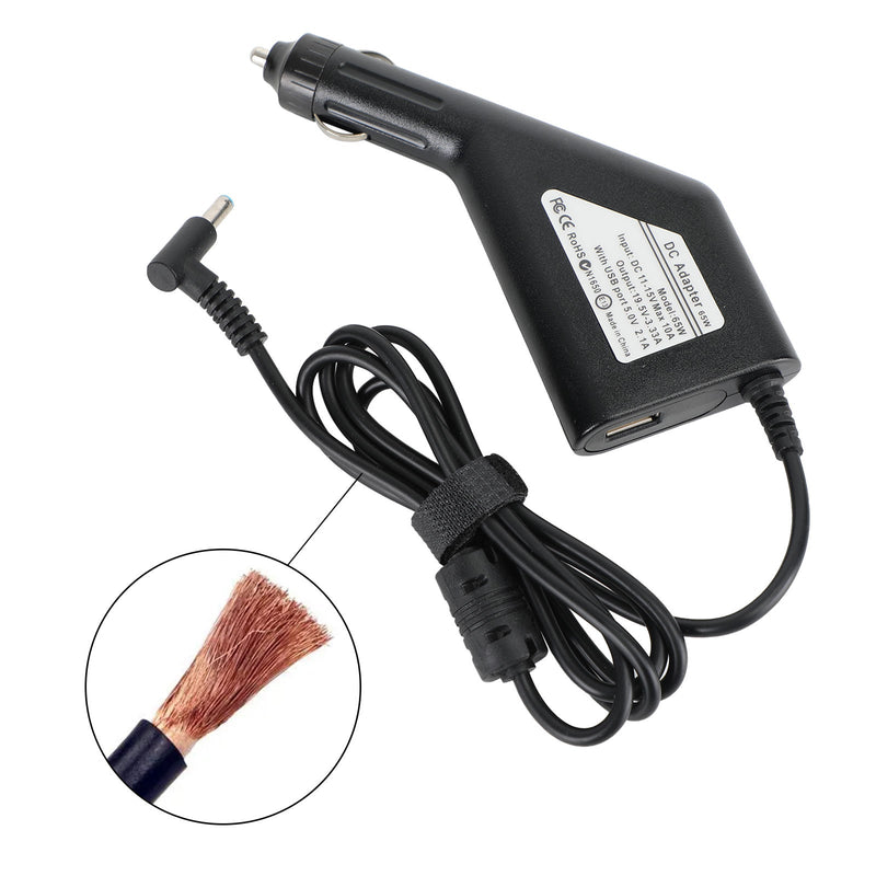 Carregador adaptador de energia para carro 65 W para notebook Dell 4,5 x 3,0 mm 19,5 V 3,33 A