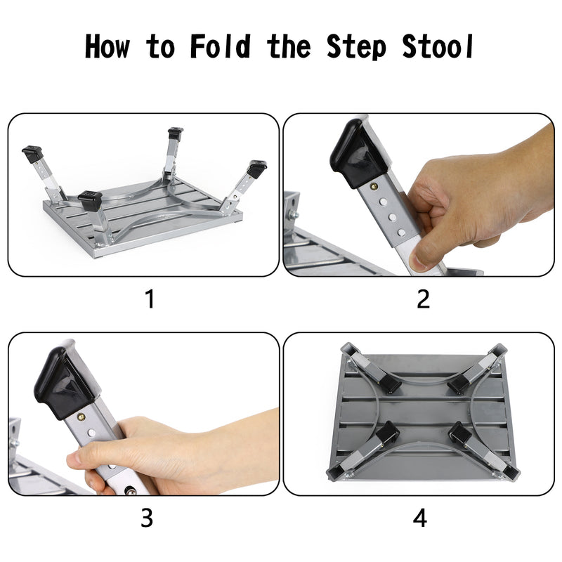 Plataforma plegable de aluminio, taburete para RV, remolque, Camper, escalera de trabajo portátil