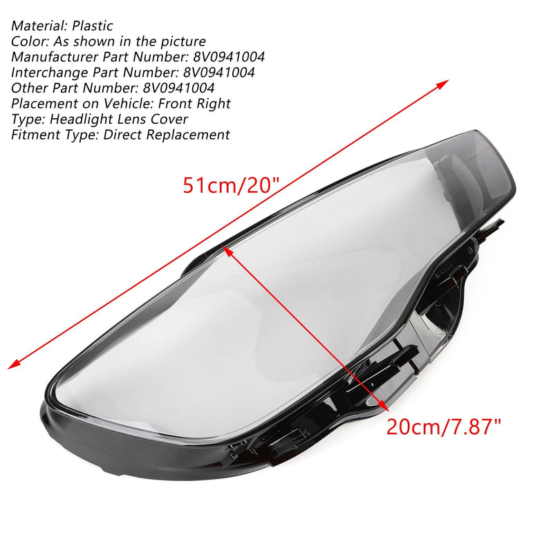 Lente de farol de cobertura de farol para Audi A3 2013-2016 transparente genérico