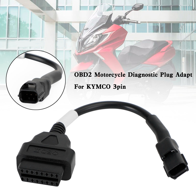 Adaptador OBD de 3 pines a 16 pines para motocicleta, conector de Cable de diagnóstico OBD2 para KYMCO