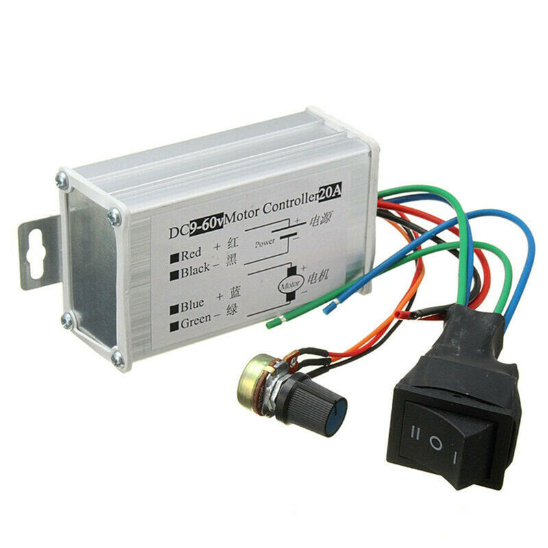 DC 9V-60V 20A PWM motor med trinnløs hastighetsregulering