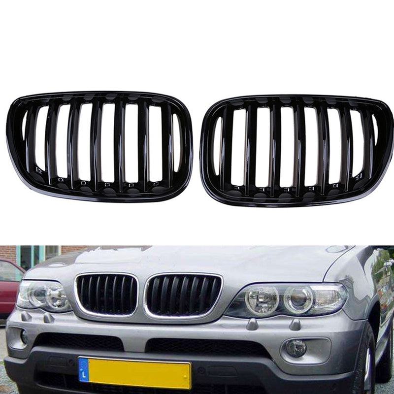 Nyregitter foran for BMW X5 E53 2004-2006 X-serien blank svart Generisk