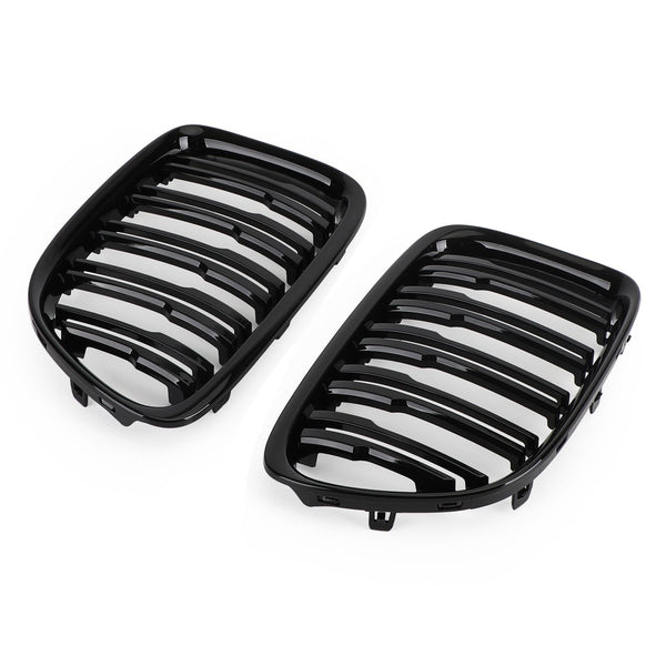 Błyszcząca czarna podwójna listwa Przednia maska ​​Grill nerkowy Grill Pasuje do BMW X1 E84 2009-14 SUV Generic