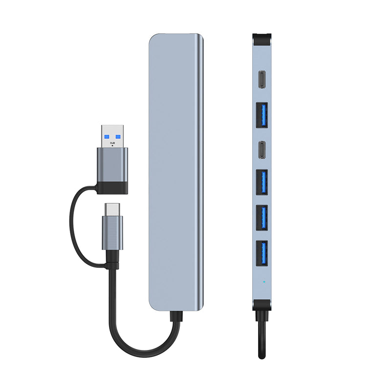 USB + Type C -kaksoisliitäntä 7 in 1 USB C -keskittimen telakka USB3.0+USB 2.0*2+SD+TF