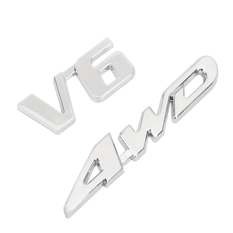 3D Chrom Metall 4WD Kofferraum Kotflügel Emblem Abzeichen Aufkleber Aufkleber 4WD SUV V6 Generic