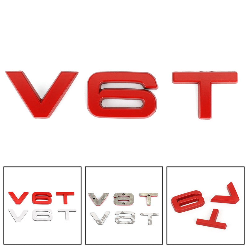 V6T Emblem märke för Audi A1 A3 A4 A5 A6 A7 Q3 Q5 Q7 S6 S7 S8 S4 SQ5 Röd