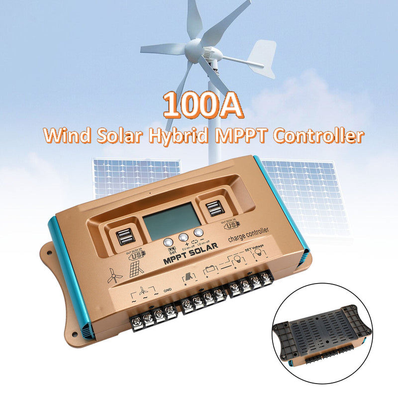 12V-60V 30A-100A MPPT Podwójny kontroler systemu hybrydowego Wind-Soly z ładowaniem USB