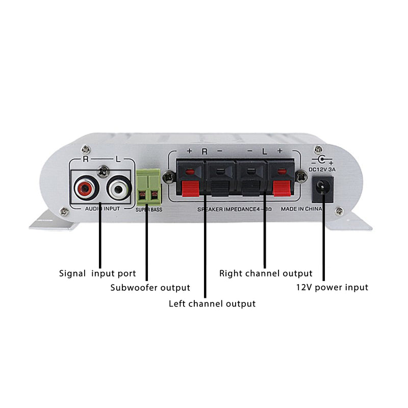 2.1 canales 400W Hi-Fi estéreo para automóvil 12V amplificador de audio para automóvil amplificador de radio MP3