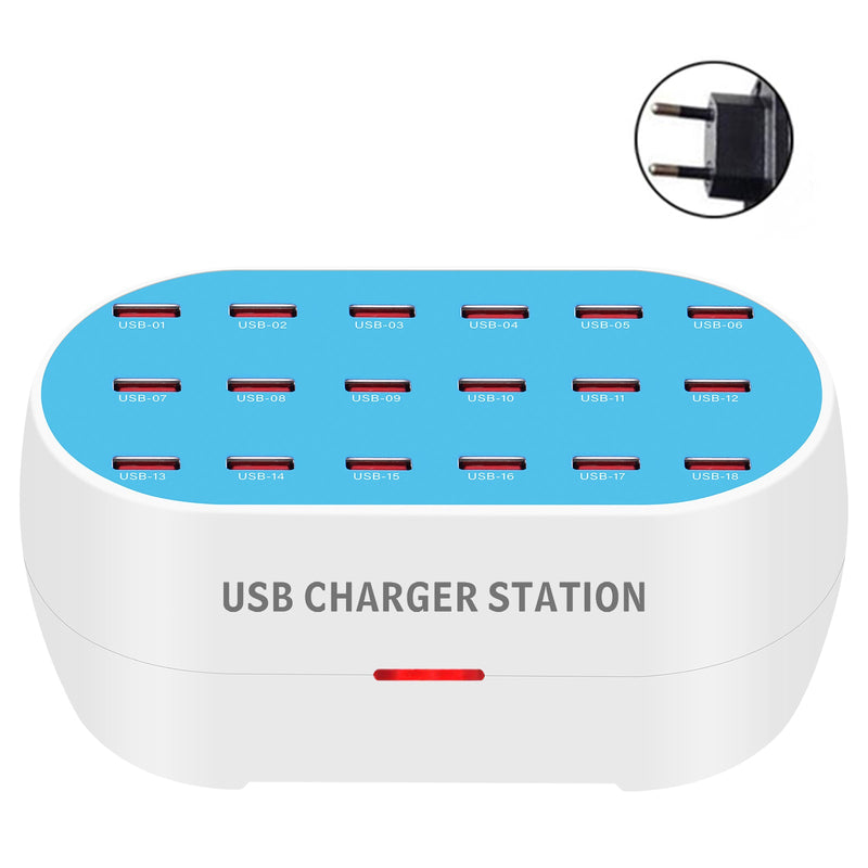 Cargador HUB de 180W y 120W, estación de carga con base de 30, 24, 18 y 12 puertos USB para múltiples dispositivos con Cable de escritorio, enchufe europeo