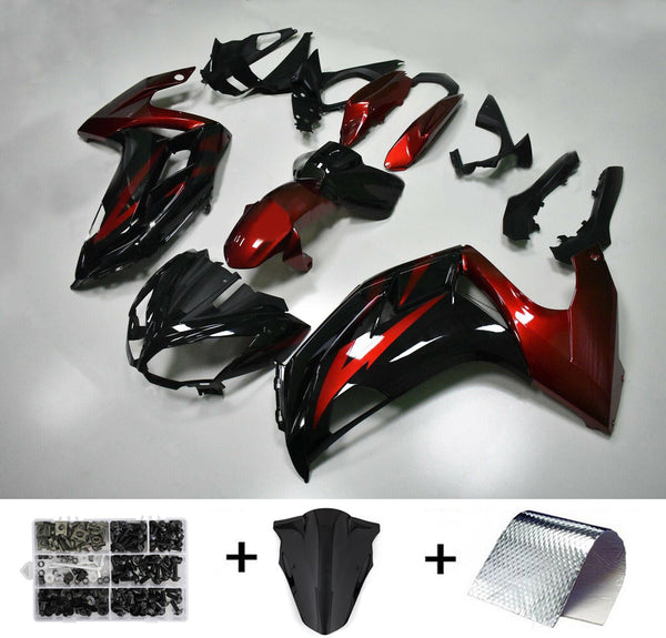 Kit de carenado de plástico moldeado por inyección para Kawasaki Ninja 650 EX650 2012-2016 Rojo Negro Genérico