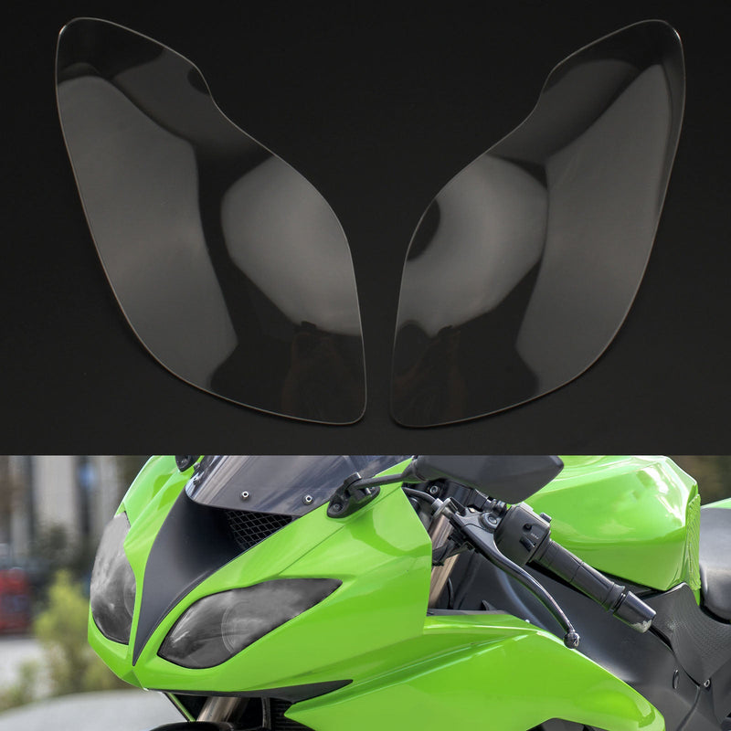 Osłona soczewki przedniego reflektora pasuje do Kawasaki Zx-636R Zx-6R 09-18 Smoke Generic