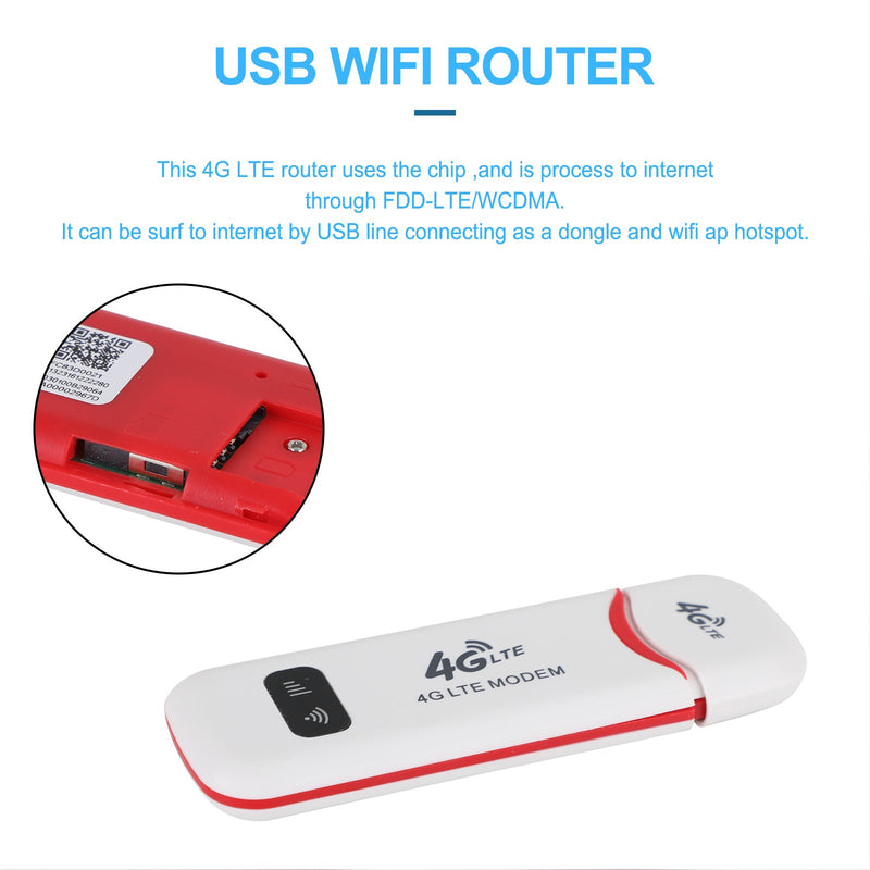 4G LTE Trådlös router WiFi Mobilt bredbandsmodem USB Dongle Olåst Vit