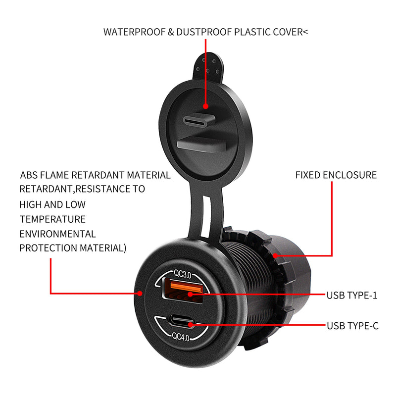 60W Qc4.0 telefonladdningsfäste förlängningsfäste för motorcykel motorcykel BlackC Generic