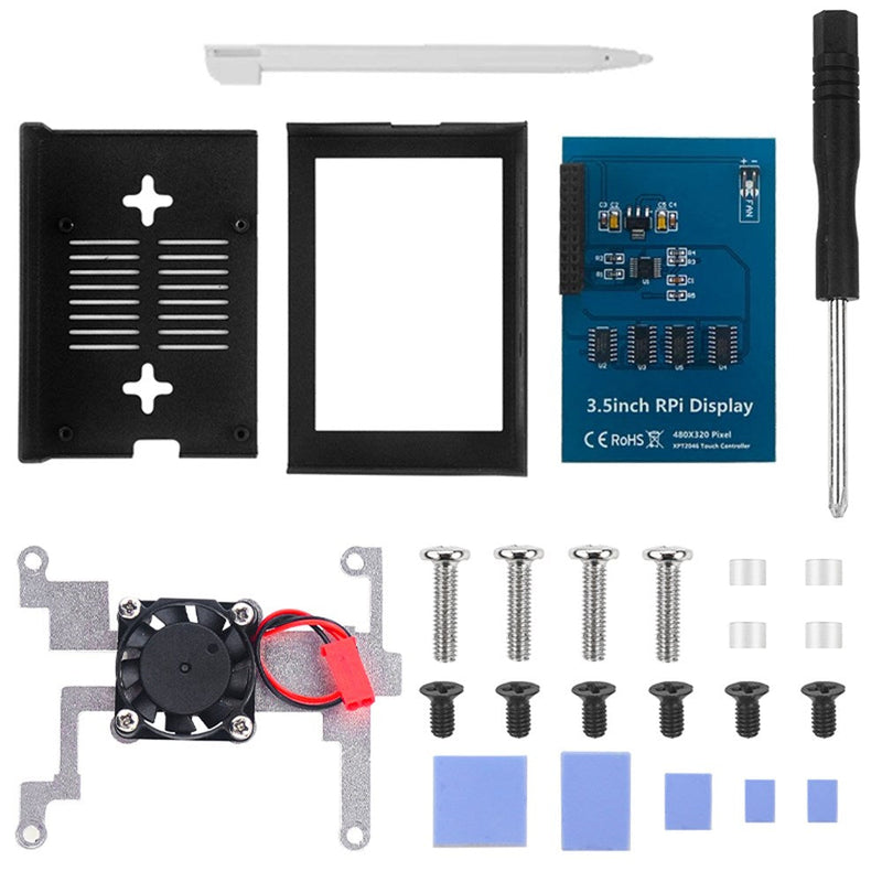 3,5-in-display aluminiumfodral + LCD-skärmjustering för Raspberry Pi 4 Model B