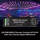 Controlador decodificador LED RGB DMX512 DC12-24V 4x4A 16A Atenuador PWM digital de 4 canales