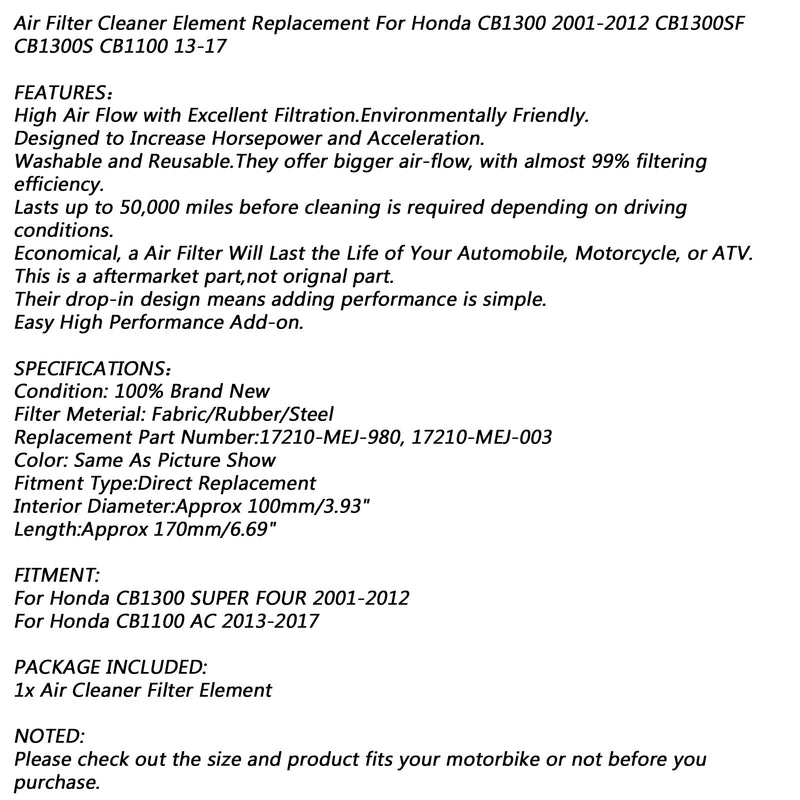 Luftfilter für Honda CB1300 S SF 01-12 CB1100 13-17 17210-MEJ-980 17210-MEJ-981 Generic