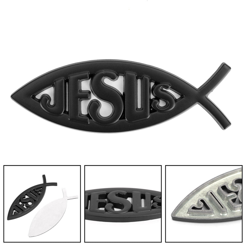 3D Auto Aufkleber Emblem Aufkleber Religiöser Gott für Jesus Christliches Fischsymbol Silber