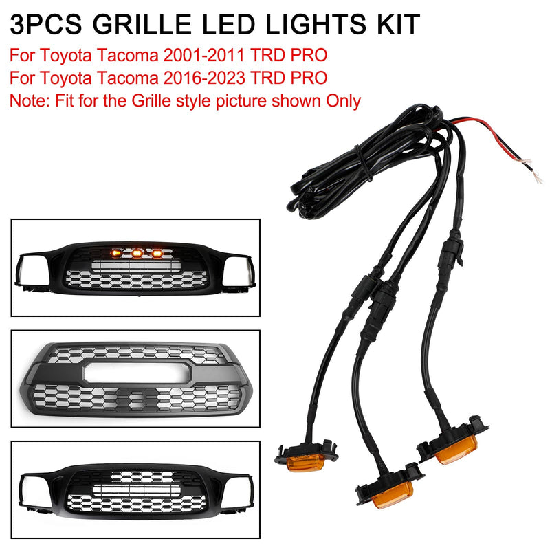 2001-2011 2016-2023 Toyota Tacoma TRD PRO 3PCS etupuskurin konepellin ritilän LED-valot