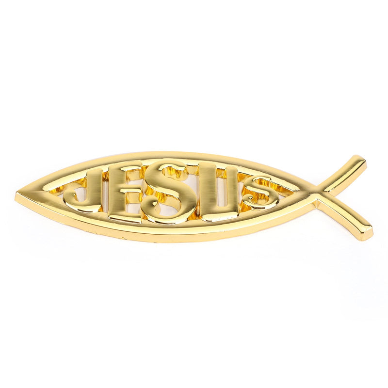 3D Auto Aufkleber Emblem Aufkleber Religiöser Gott für Jesus Christliches Fischsymbol Silber