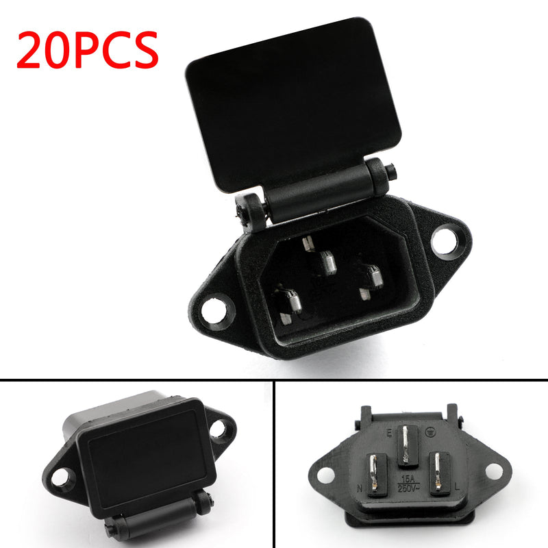 5 peças IEC320 C14 3 pinos tampa do soquete de montagem com parafuso 10A 250V para barco AC-04C