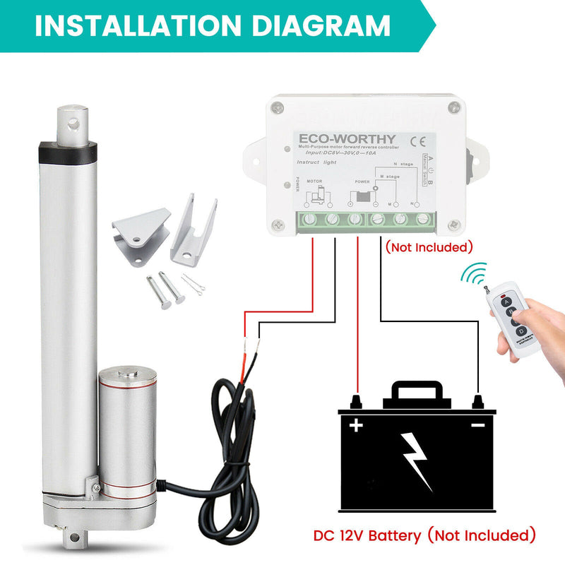 4"/100mm Heavy Duty Linearaktuator Schneefräse 12V Hub 1500N Max Hub