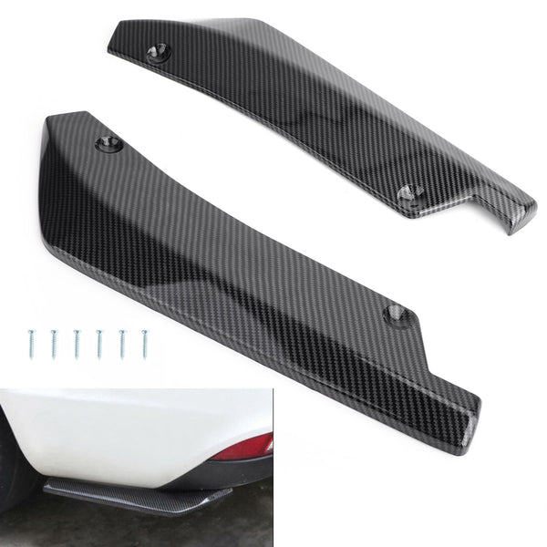 2 STK Bil Bakstøtfanger Fin Canard Splitter Diffuser Valence Spoiler Lip Carbon Fiber Look Generisk