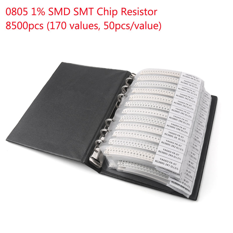 8500 stk 0805 1% SMD-brikke SMT-motstand 170 verdier Prøvebok Yageo DIY-sett